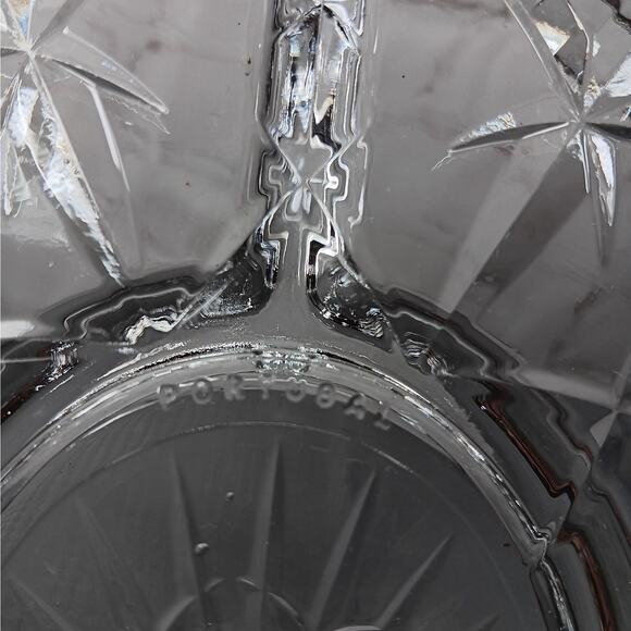 Laura Glass Tiffany Pattern 5 Section Divided Crystal Platter Tray Portugal - Picture 6 of 9